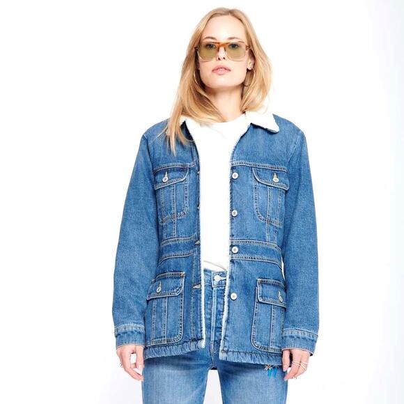 Nili Lotan Scarlett Sherpa Denim Jacket M - Picture 1 of 16